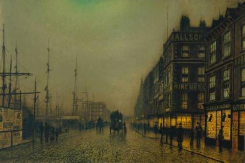 Atkinson Grimshaw Liverpool Quay by Moonlight Sweden oil painting art